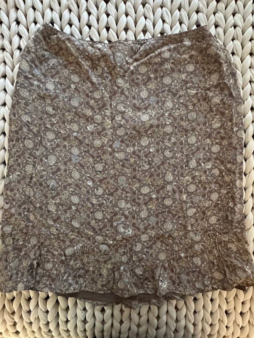 J.Jill Brown Boho Pattern Skirt | Size L | Flowy Midi | Lined - Picture 2 of 11
